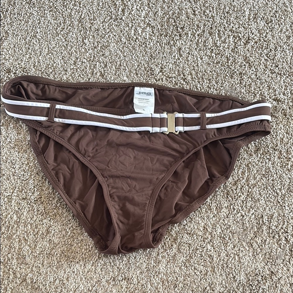 Brown Bikini Bottom with White Stripes